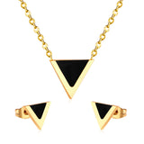 ASON Children Triangle Pendant Necklace Stainless Steel Small Stud Earrings Shell Jewelry Sets Party For Girl Women Fashion