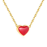 ASON Lover's Gift Heart Shape Pendant Necklaces Stainless Steel Red/Green/Blue Color Dripping Oil Chains Necklaces Collars