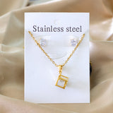 ASON 316L Stainless Steel Gold Bridal Wedding African Jewelry Set for Women 2019 Square Necklace Pendant Small Stud Earring