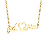 ASON Gold Color Stainless Steel Pendant Necklace for Lover Fashion Love Heartbeat Necklaces Valentine's Day Gift Jewelry