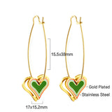 Korean Thin Hoop Earrings For Women Oval Hoops with Colorful Star Heart Charm Stainless Steel Jewelry Accessories