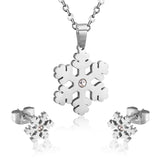 ASON Snowflake Pendant Necklace Female Accessories Stainless Steel Gold Color Cute Stud Earring Fashion Jewelry Party Gift