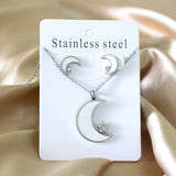 ASON Moon Star Shell 316L Stainless Steel Bridal Wedding Jewelry Sets for Women 2019 Necklace Pendant Small Stud Earring