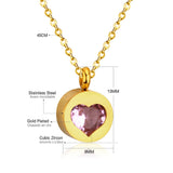 ASON Heart Cubic Zirconia Round Pendants Stainless Steel Chains Necklace Gold Color Accessories Wholesale Daily Wear Choker