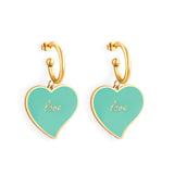 Nuevo diseño 2022, exquisitos pendientes colgantes con forma de corazón, pendientes colgantes de aro, pendientes Vintage de acrílico verde para mujer