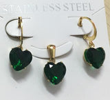 Juegos de joyas para mujer de lujo con forma de corazón, pendientes de circonia AAA colgantes con collar con colgante estético de Hada del corazón 