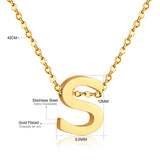 ASON Delicate Classic Style Initial 26 Letters Alphabet Chain Pendant Necklace Stainless Steel Gold Color Jewelry Chokers