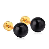 ASON Gold Color Imitation Pearl Screw Stud Earring Set for Women Girl Ear Piercing Stainless Steel Piercing Earring Jewelry