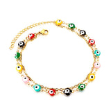 ASON Boho Mixed Color Ball Cat Eyes Accessories Multi-layer Chains Anklet Gold Color Stainless Steel For Women Jewelry Gift