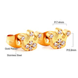 ASON petites boucles d'oreilles en acier inoxydable étoile coeur couronne boucle d'oreille avec strass pour femmes couleur or bijoux accessoire 