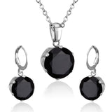 ASON Bridal Jewelry Sets Round Cubic Zirconia Pendants Stainless Steel Drop Earring Fashion Accessories Mujer Party Wedding