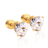 Boucles d'oreilles rondes en forme de cœur et d'étoile en zircone AAA pour femmes, 6mm, Piercing géométrique brillant, mode coréenne 