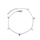 ASON Hands Palm Mixed Color Turkey Evil Eye Round Ball Beaded Chain Anklet Stainless Steel For Women Mini Jewelry Bracelets