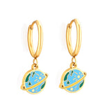 Exquisite pendientes Brand Design Earth Planet Charms Round Geometric Circle Dangle Drop Earrings Acrylic Zirconia