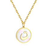 ASON – collier avec pendentif en forme de coquille blanche, couleur or, lettre initiale, à la mode, chaîne à maillons Alphabet en acier inoxydable, pour cadeau