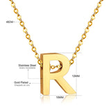 ASON Delicate Classic Style Initial 26 Letters Alphabet Chain Pendant Necklace Stainless Steel Gold Color Jewelry Chokers