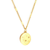 ASON classique étiquette ronde étoiles lune motif pendentif à breloque collier couleur or en acier inoxydable pour femmes hommes bijoux ras de cou