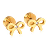 ASON Girl Jewelry Bow-knot Shape Crystal Stud Earrings Wholesale Stainless Steel Anti-allergy Earring Fashion Jewelry Party