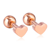 ASON Pendientes de oro rosa/negro con forma de corazón de acero inoxidable para mujer, accesorios de regalo de joyería, antialérgicos 