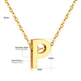 ASON Delicate Classic Style Initial 26 Letters Alphabet Chain Pendant Necklace Stainless Steel Gold Color Jewelry Chokers