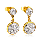 ASON Round Cubic Zircnia Drop Earrings Stainless Steel 2022 New Punk Earrngs for Girl/Women Daily Wear