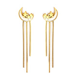 Boucles d'oreilles pampilles en forme de cœur en acier inoxydable pour femmes, boucles d'oreilles goutte de foudre, décor de fête tendance, pendentif féerique de lune