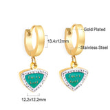 Boucles d'oreilles pendantes chics en acier inoxydable pour femmes, couleur or, coquille noire, pendentif goutte d'huile, cerceau, Clips d'oreille, cadeaux 