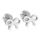 ASON Girl Jewelry Bow-knot Shape Crystal Stud Earrings Wholesale Stainless Steel Anti-allergy Earring Fashion Jewelry Party