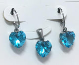 Juegos de joyas para mujer de lujo con forma de corazón, pendientes de circonia AAA colgantes con collar con colgante estético de Hada del corazón 