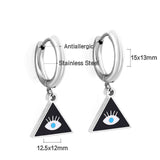 Women Chic Stainless Steel Dangle Earrings Gold Color Shell Black Drip Oil Pendant Drop Hoop Ear Clips Gifts