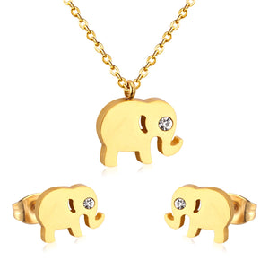 Cubic Zirconia Jewerly Sets animal elephant Pendant Necklace Earrring Sets For Women Collar Whosaele party