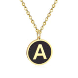 ASON-collares con colgante de concha negra y dorada para mujer y niña, joyería Punk, collares con colgante de 26 letras del alfabeto de acero inoxidable 