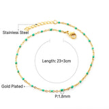 Bohemian Green Blue Yellow Beads Chain Anklets Stainless Steel Summer Ankle Bracelet Body Jewelry Gifts For Women Girl