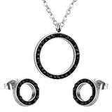 Grand rond AAA cubique zircone cercles creux grands pendentifs et boucles d'oreilles rondes pour femme ensembles de bijoux noir blanc chaud