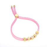 Pink Braid Rope Bracelets For Women Girls Purple Rose Red Heart Pendant Smile Charms For Gifts Women Boho Bracelets