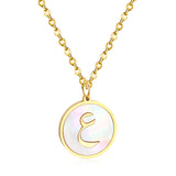 ASON – collier avec pendentif en forme de coquille blanche/noire, couleur or, lettre initiale, chaîne Alphabet en acier inoxydable, pour cadeau, ras du cou 