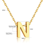 ASON Delicate Classic Style Initial 26 Letters Alphabet Chain Pendant Necklace Stainless Steel Gold Color Jewelry Chokers