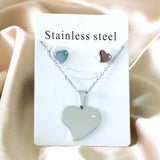 ASON Heart Shape Pendant Necklace Small Piercing Stud Earrings Jewelry Sets Gold Color Stainless Steel for Women Jewelry