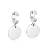 ASON Stylish Round Pendant Stainless Steel Earrings for Women Girls Hanging Dangle Earring Simple Jewelry Party Gift