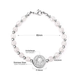 ASON Beaded Crystal Round Jesu Pendants Bracelets & Bangles For Women Girl Stainless Steel Beads pulseira Bracelets Party