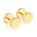 ASON taille 4/6/8mm Double rond Anti-allergie Piercing vis boucles d'oreilles pour femmes hommes en acier inoxydable couleur or bijoux 