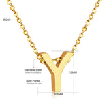 ASON Delicate Classic Style Initial 26 Letters Alphabet Chain Pendant Necklace Stainless Steel Gold Color Jewelry Chokers