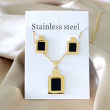 ASON Necklace Earring Sets Stainless Steel Black Shell Pendant Necklace Bijoux Children Jewelry For Girl Earrings Party