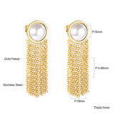 Long Chain Tassel Earrings Women's Gold Color Stainless Steel Drop Earrings Korean Fashion Party Jewelry Wholesale