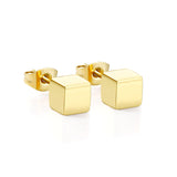 ASON Trendy Square Earrings Smooth Cube Piercing Stud Earring Stainless Steel for Women Girl Geometric Jewelry Accessories