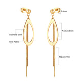 Long Chain Tassel Earrings Women's Gold Color Stainless Steel Drop Earrings Korean Fashion Party Jewelry Wholesale