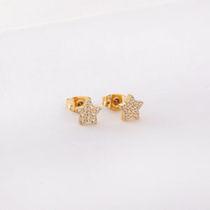 Women Earring New Trendy Stainless Steel Gold Color Flower Star butterfly Heart Monn Stud Earring Fashion Jewelry