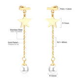 New Crystal Stars Coin Long Tassel Dangle Earrings For Women Girls Stainless Steel Trending Korean Fashion Jewelry