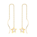 ASON Korean Style Star Shell Drop Earrings Dangle Chain Earring Stainless Steel Jewelry for Women Femme Party Gift