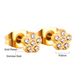 ASON Pendientes pequeños Pendientes de corona de corazón de estrella de acero inoxidable con diamantes de imitación para mujer Accesorio de joyería de color dorado 